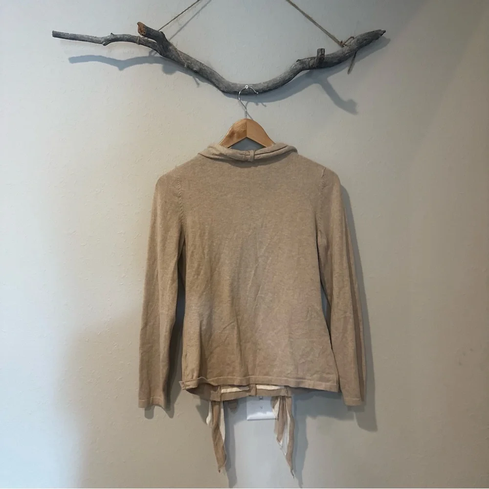 Anthropologie Moth Yemaya Draped Tan and White Sweater Cardigan